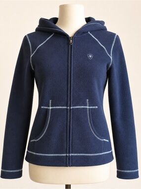 Ariat Navy Fleece Full-Zip Hoodie with Contrast Stitch Small